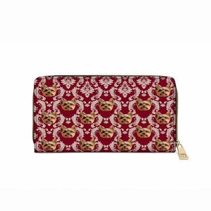  Leather Clutch Purse With Wristlet Strap Handle Royal Yorkie Charm