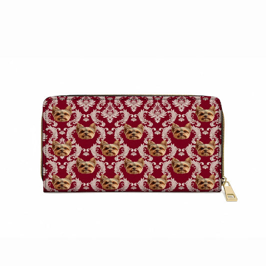  Leather Clutch Purse With Wristlet Strap Handle Royal Yorkie Charm