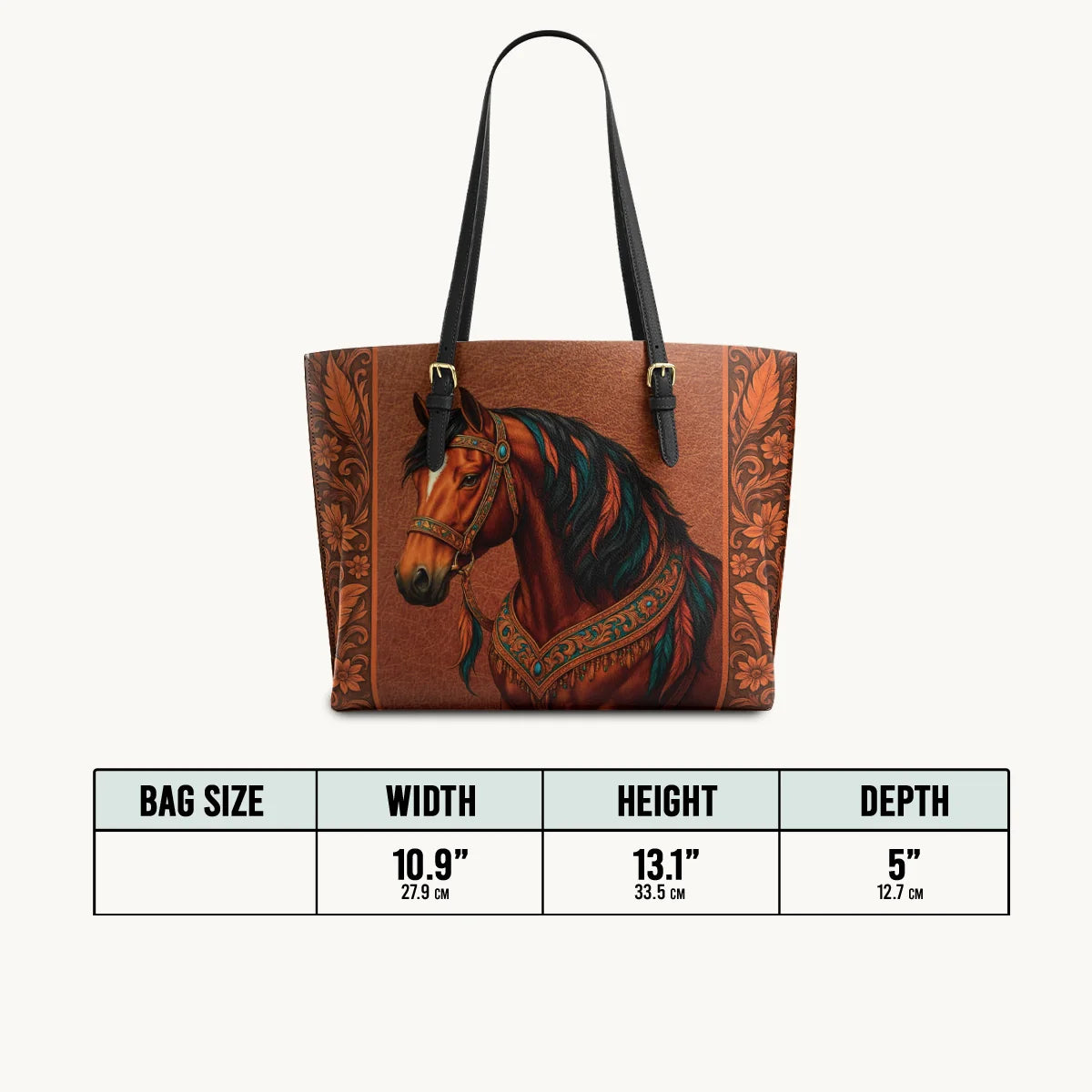  Regal Horse Bloom Leather Tote Bag