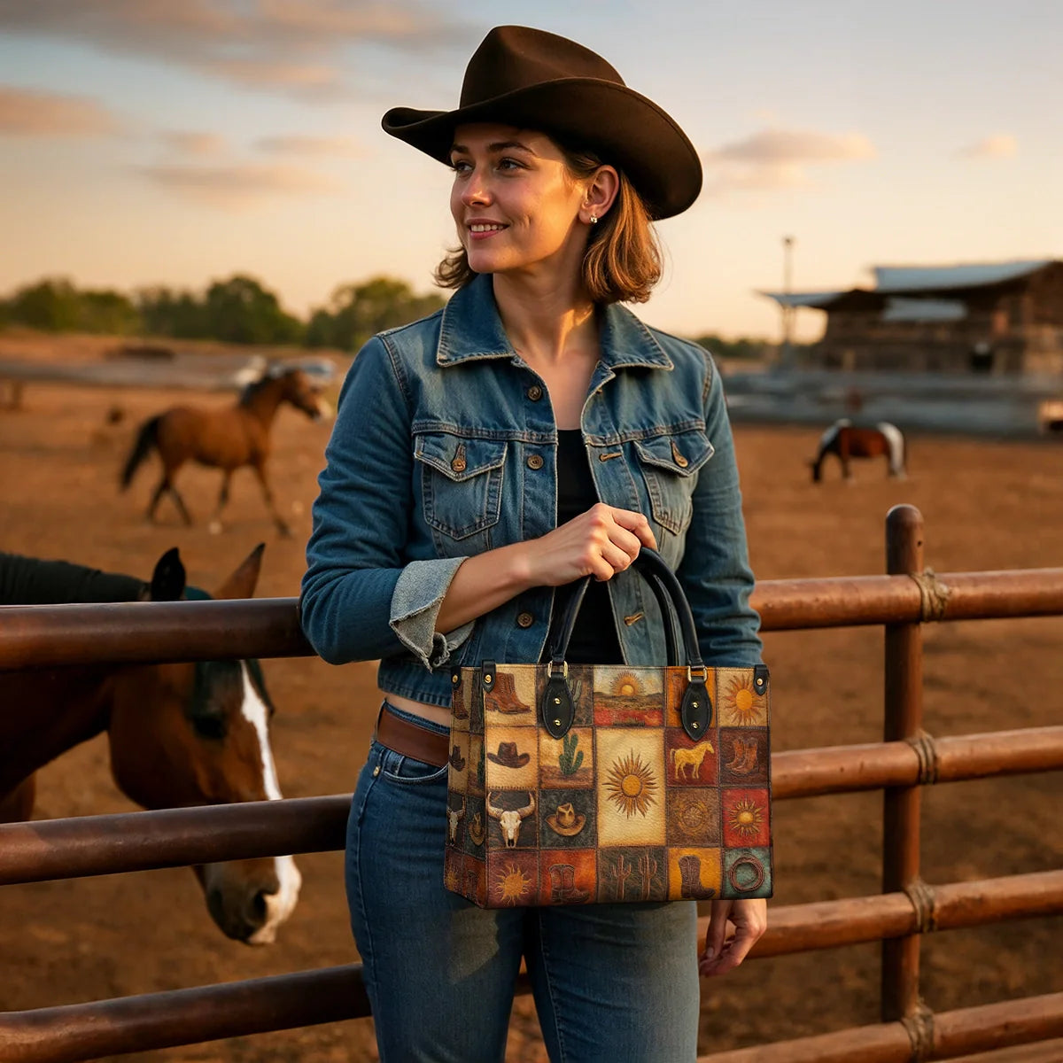  Western Mosaic Leather Bag