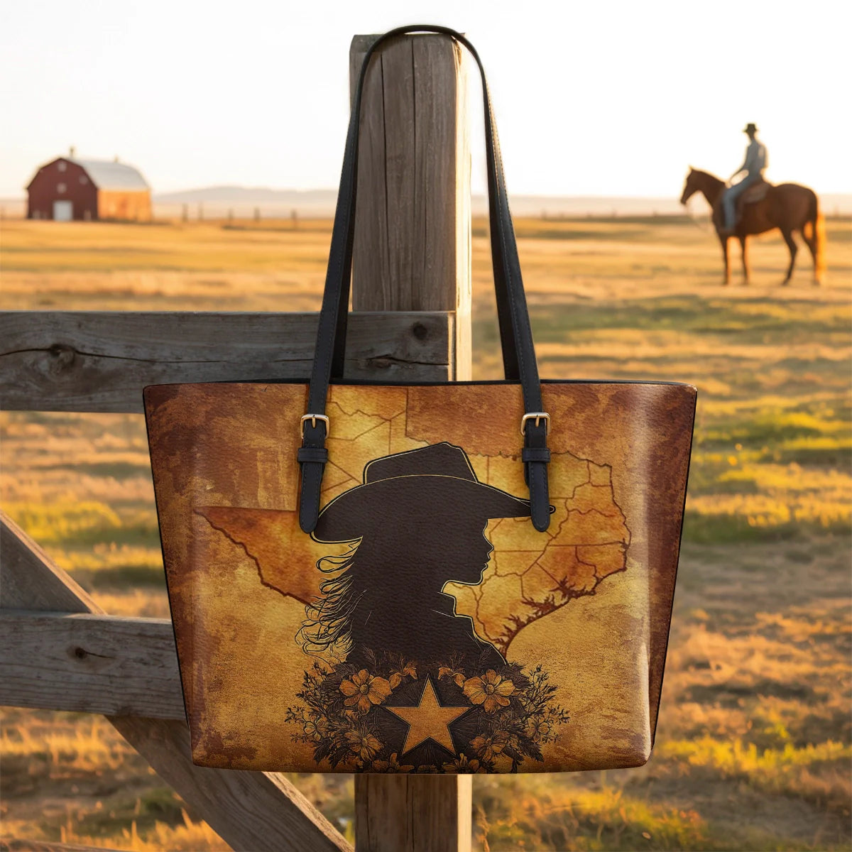  Texas Cowgirl Soul Leather Tote Bag