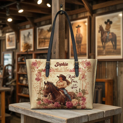  Personalized Wild Rose Rider Leather Tote Bag