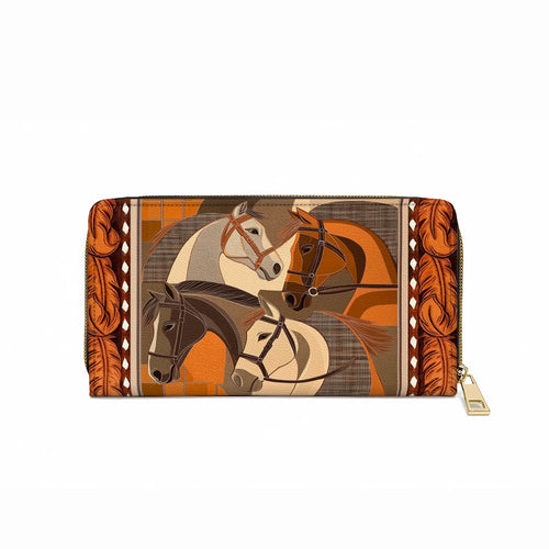  Leather Clutch Purse With Wristlet Strap Handle Masterpiece In Horse