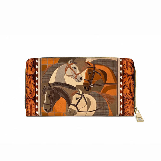  Leather Clutch Purse With Wristlet Strap Handle Masterpiece In Horse