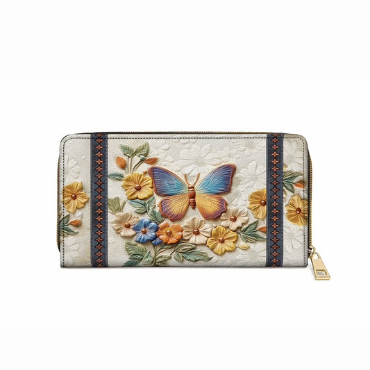  Leather Clutch Purse With Wristlet Strap Handle Butterfly Enchantment