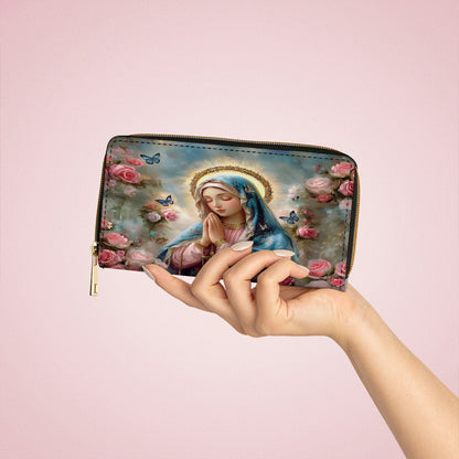  Leather Clutch Purse With Wristlet Strap Handle Holy Rosary