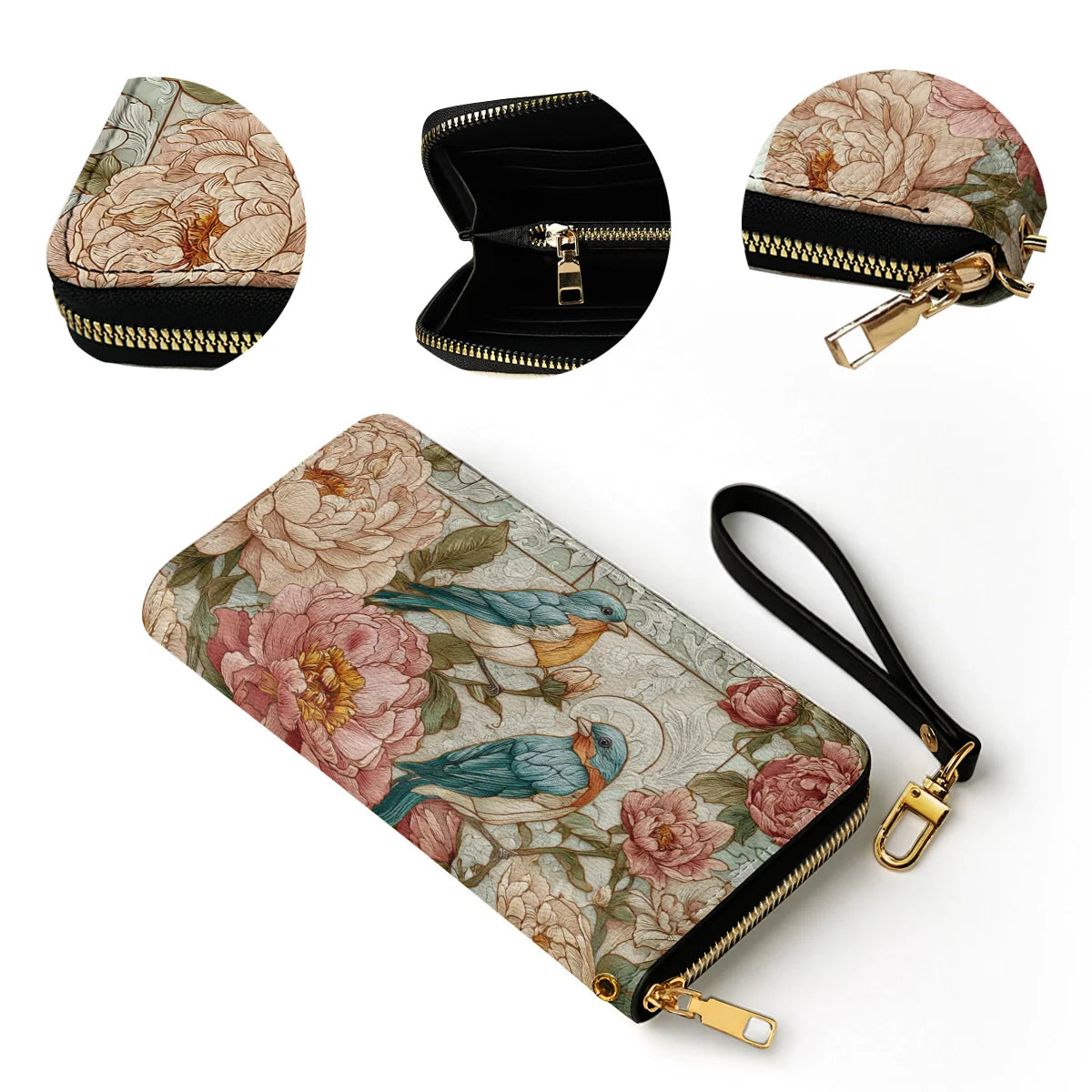  Leather Clutch Purse With Wristlet Strap Handle Still Morning