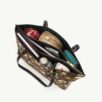  Golden Mane Bloom Leather Tote Bag