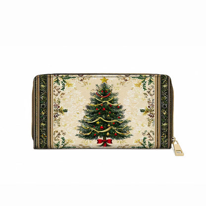  Leather Clutch Purse With Wristlet Strap Handle Classic Christmas Tree