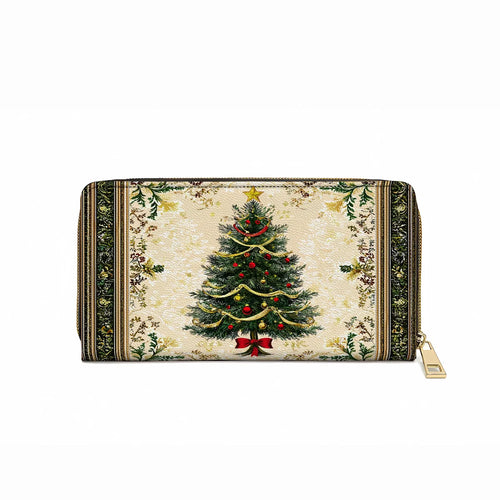  Leather Clutch Purse With Wristlet Strap Handle Classic Christmas Tree