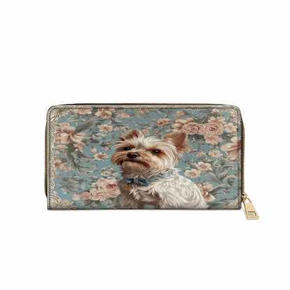  Leather Clutch Purse With Wristlet Strap Handle Yorkie Elegance