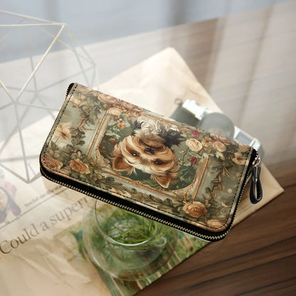  Leather Clutch Purse With Wristlet Strap Handle Luxe Yorkie Companion