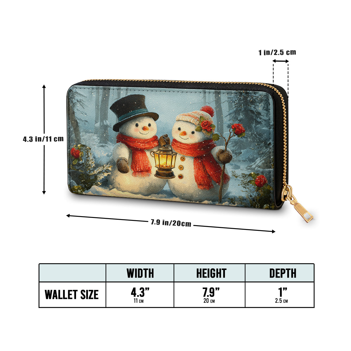  Leather Clutch Purse With Wristlet Strap Handle Snow Couple
