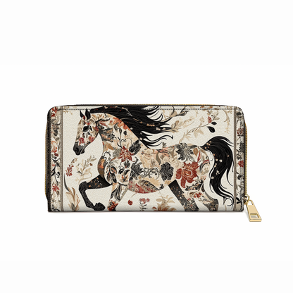  Leather Clutch Purse With Wristlet Strap Handle Galloping Grace