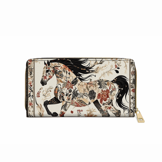  Leather Clutch Purse With Wristlet Strap Handle Galloping Grace