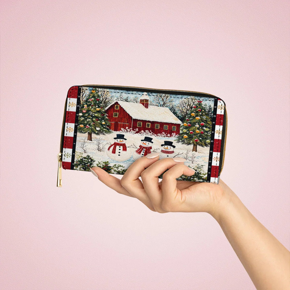  Leather Clutch Purse With Wristlet Strap Handle Country Christmas Charm