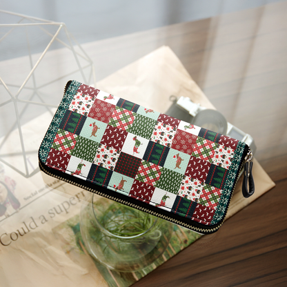  Leather Clutch Purse With Wristlet Strap Handle Dachshund Christmas