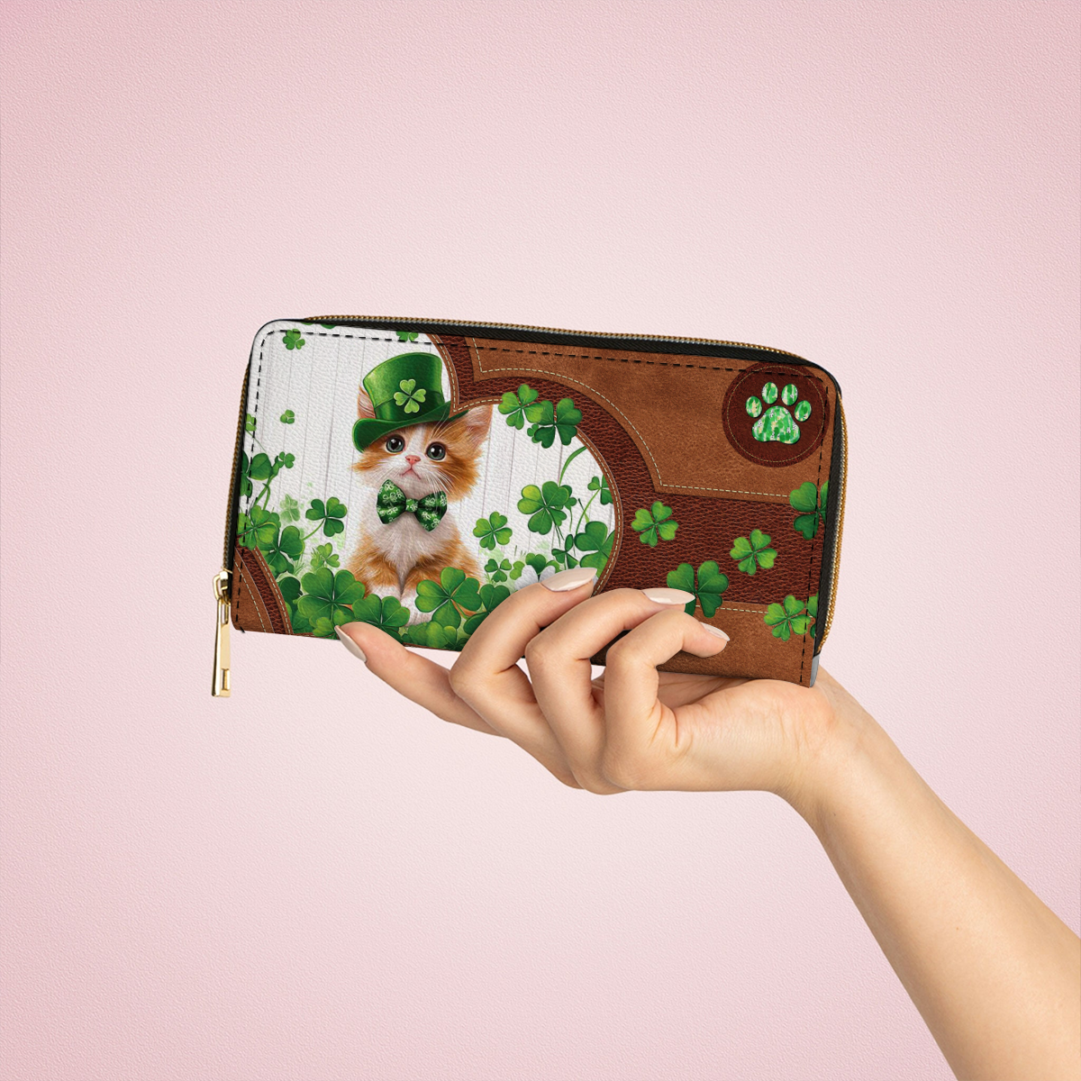 Leather Clutch Purse With Wristlet Strap Handle Lucky Whiskers
