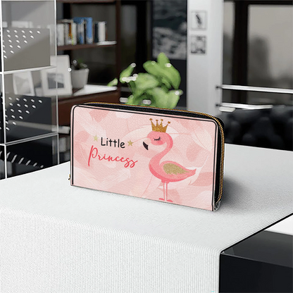  Leather Clutch Purse With Wristlet Strap Handle Little Princess Flamingo