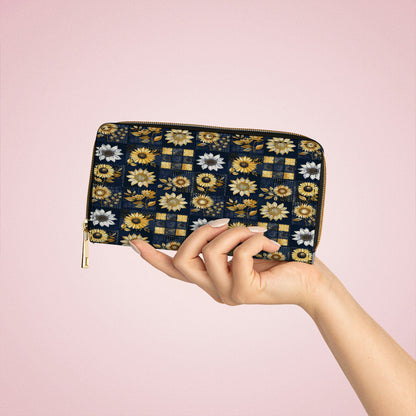  Leather Clutch Purse With Wristlet Strap Handle Inelegance Sunflowers