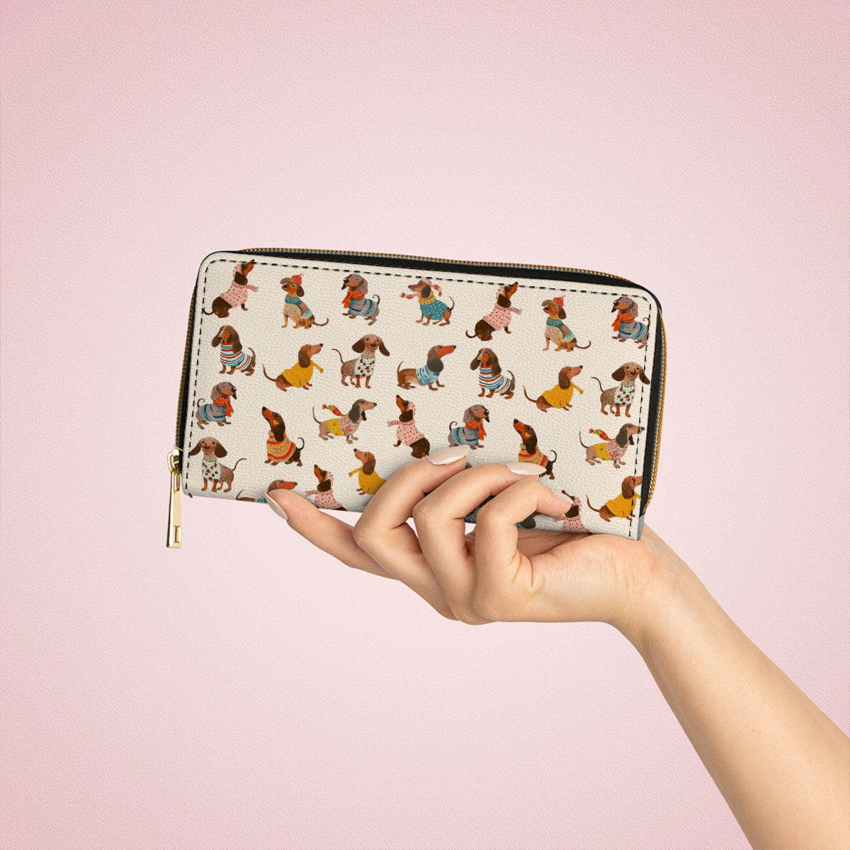  Leather Clutch Purse With Wristlet Strap Handle Dachshund Fashion Wiener