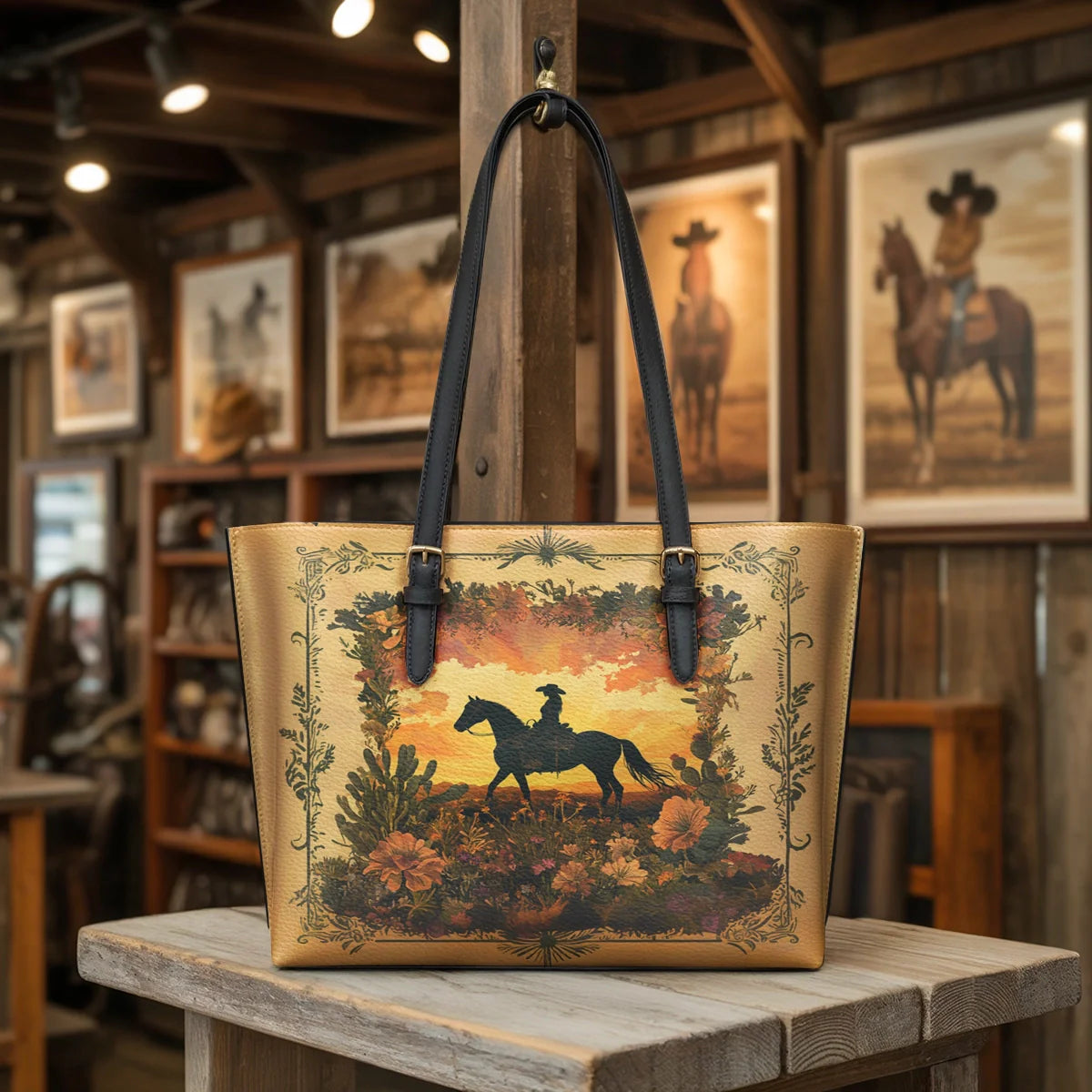  Desert Bloom Ride Leather Tote Bag