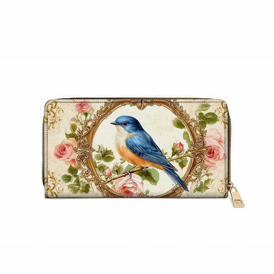  Leather Clutch Purse With Wristlet Strap Handle Royal Charm Bluebird