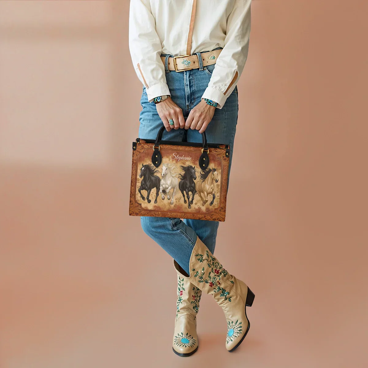 Personalized Galloping Horse Legacy Leather Bag