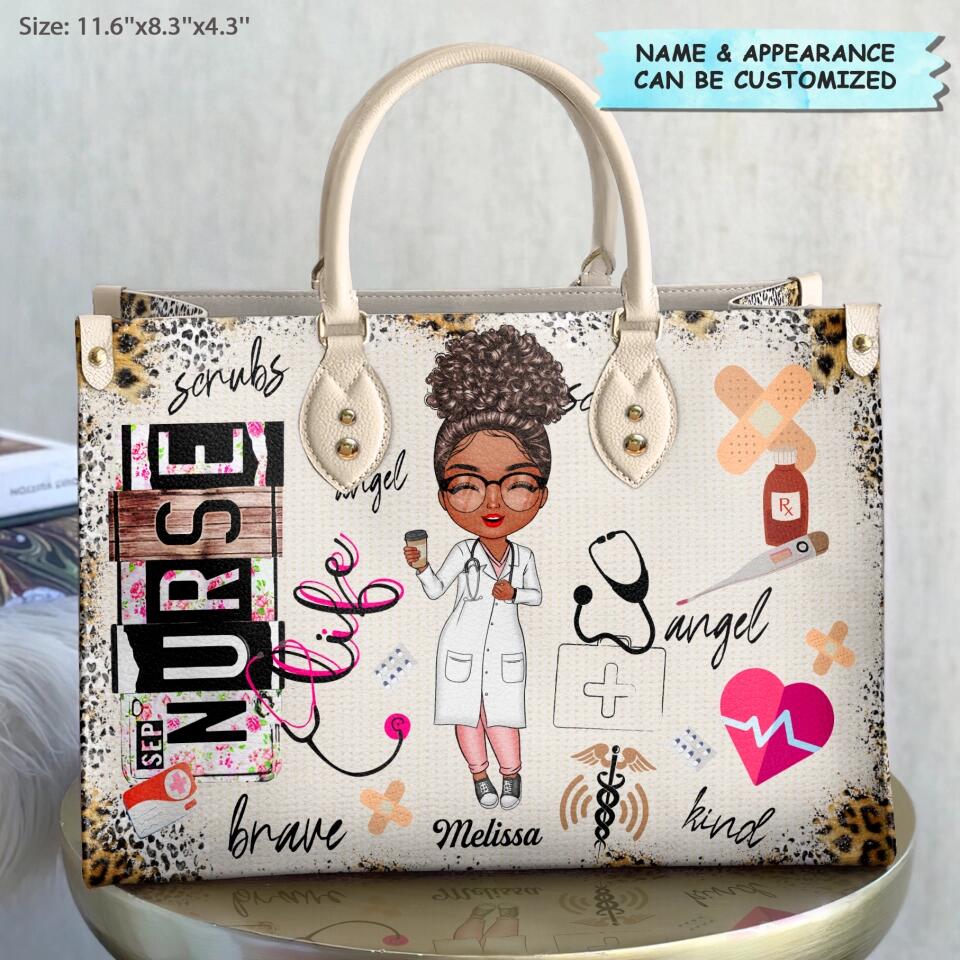  Leather Bag Gift For Nurse, CNA, CMA, Doctor - Nurse Life Scrubs Nurse Day Personalized