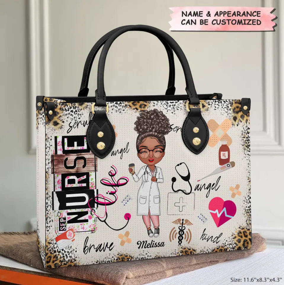  Leather Bag Gift For Nurse, CNA, CMA, Doctor - Nurse Life Scrubs Nurse Day Personalized