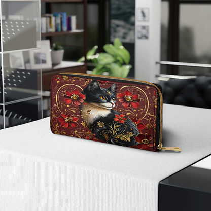  Leather Clutch Purse With Wristlet Strap Handle Leather Bag Midnight Bloom