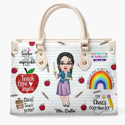  Leather Bag Teacher Personalized Bag Teach Love Inspire Teacher