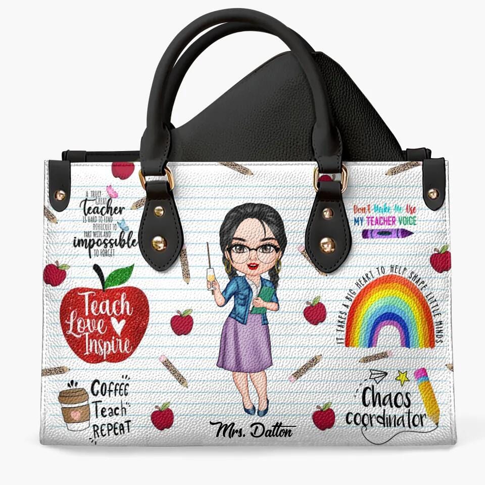  Leather Bag Teacher Personalized Bag Teach Love Inspire Teacher