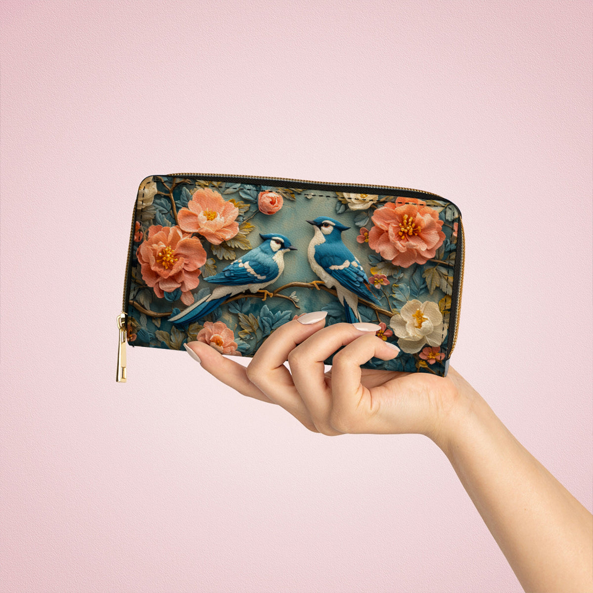  Leather Clutch Purse With Wristlet Strap Handle Bluejay Serenade