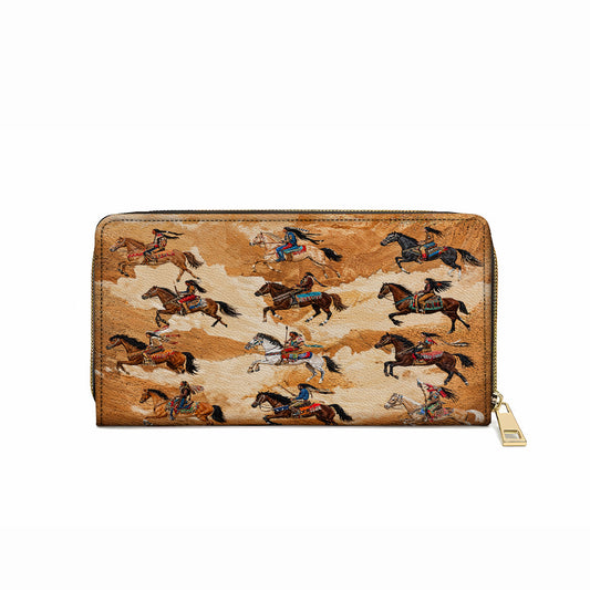  Leather Clutch Purse With Wristlet Strap Handle Leather Bag Wild Spirit Warrior
