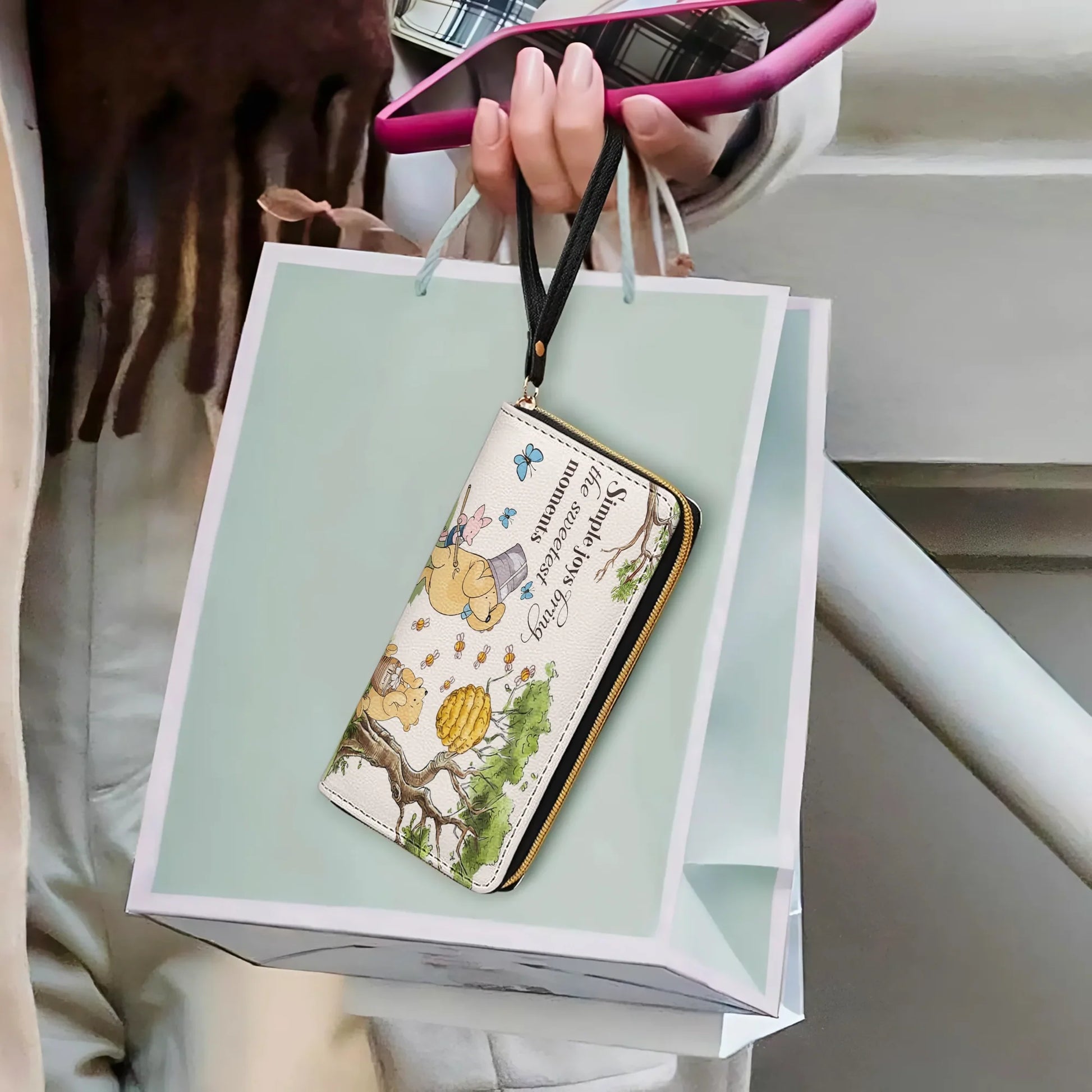  Leather Clutch Purse With Wristlet Strap Handle Sweet Moments