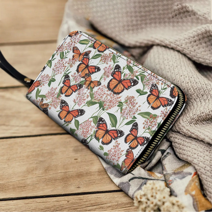  Leather Clutch Purse With Wristlet Strap Handle Nature Grace