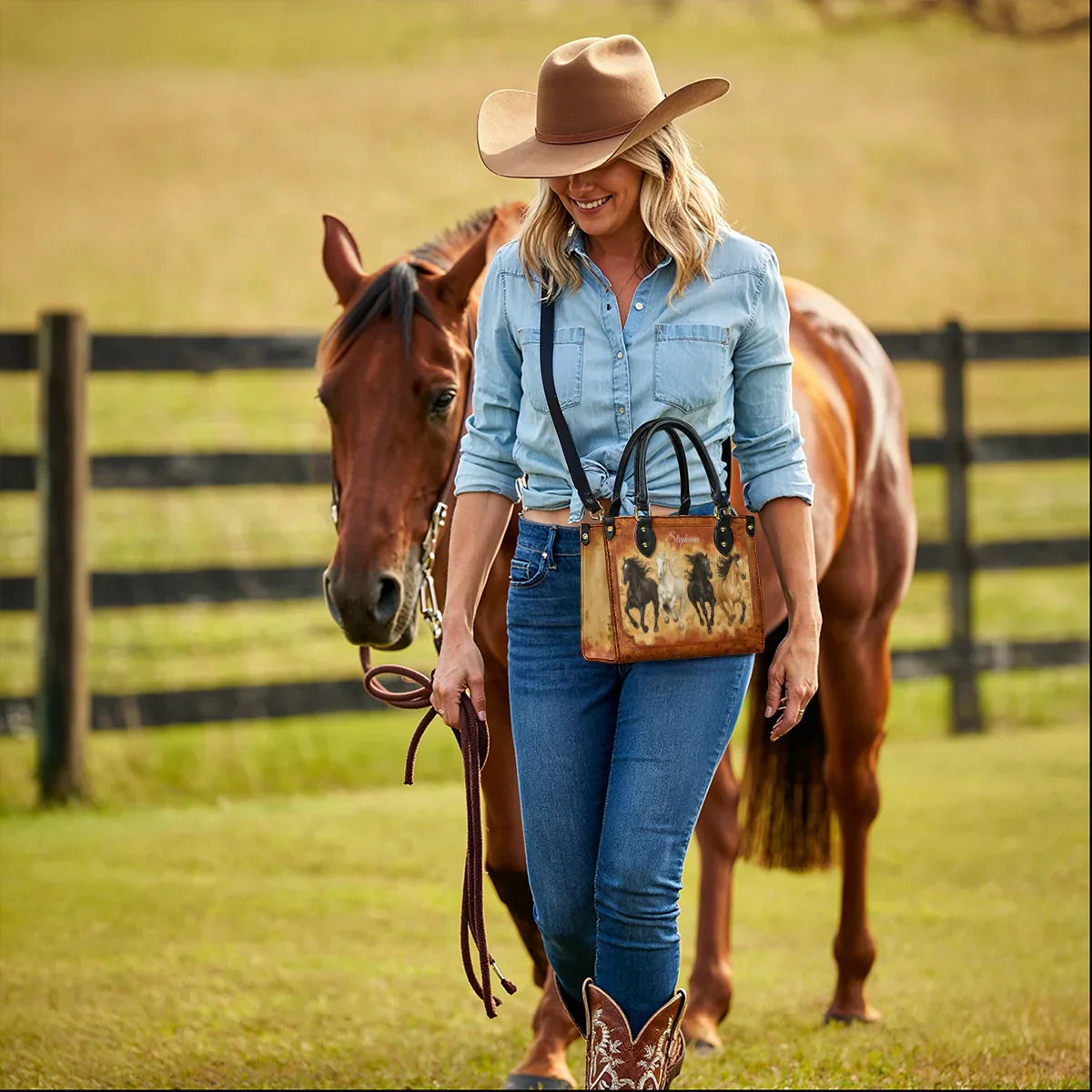  Personalized Galloping Horse Legacy Leather Bag