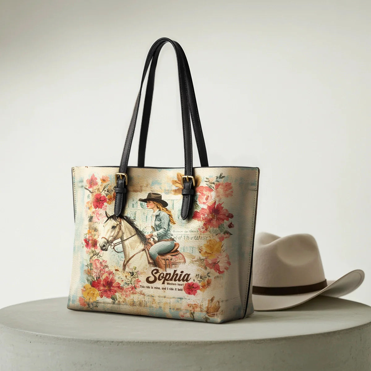  Personalized Wild Grace Leather Tote Bag