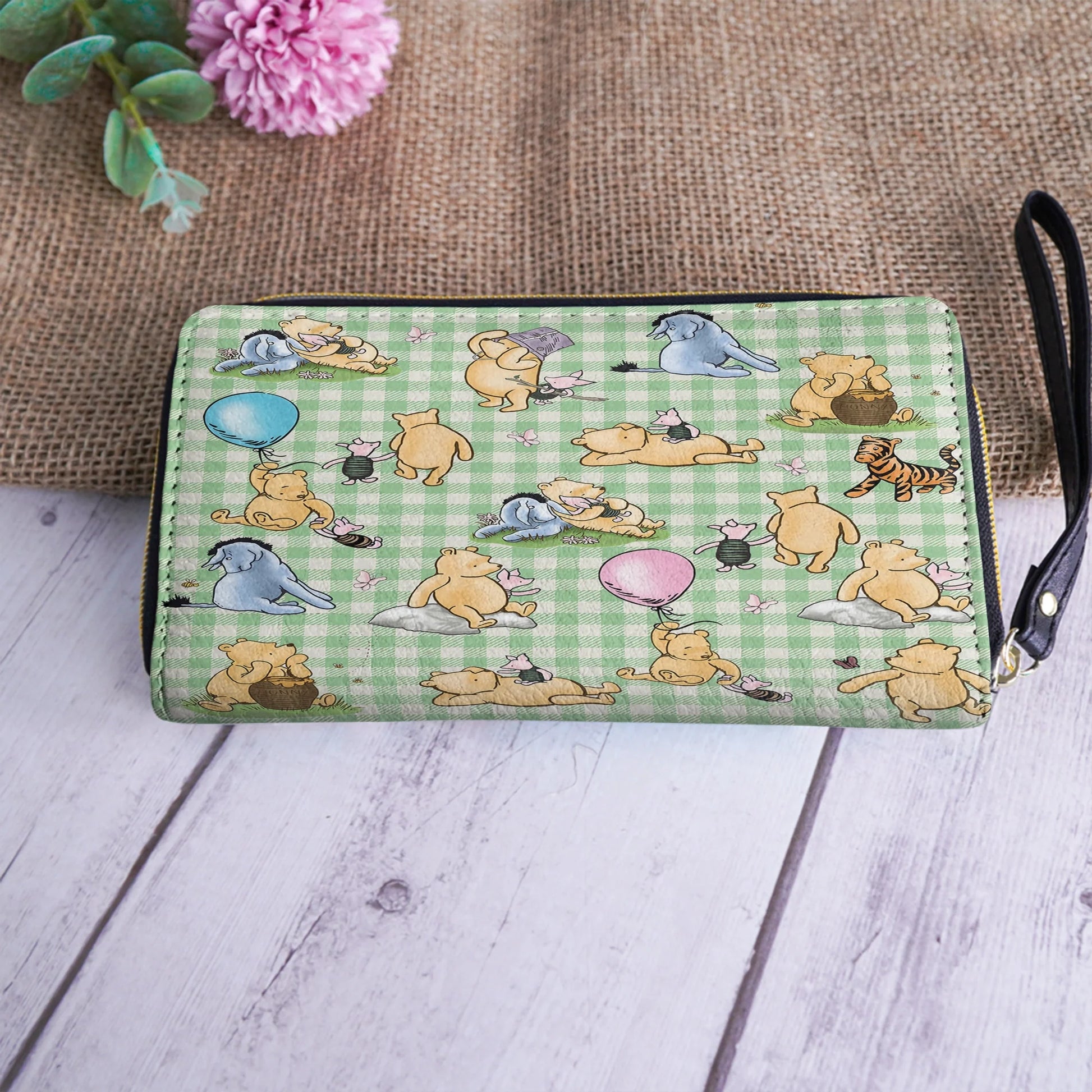  Leather Clutch Purse With Wristlet Strap Handle Whispers of the Hundred Acre