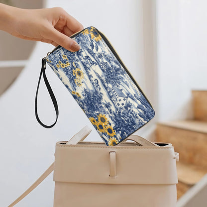  Leather Clutch Purse With Wristlet Strap Handle Texas Sunflower Heritage