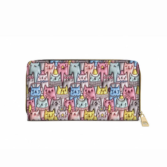  Leather Clutch Purse With Wristlet Strap Handle Cat 3D