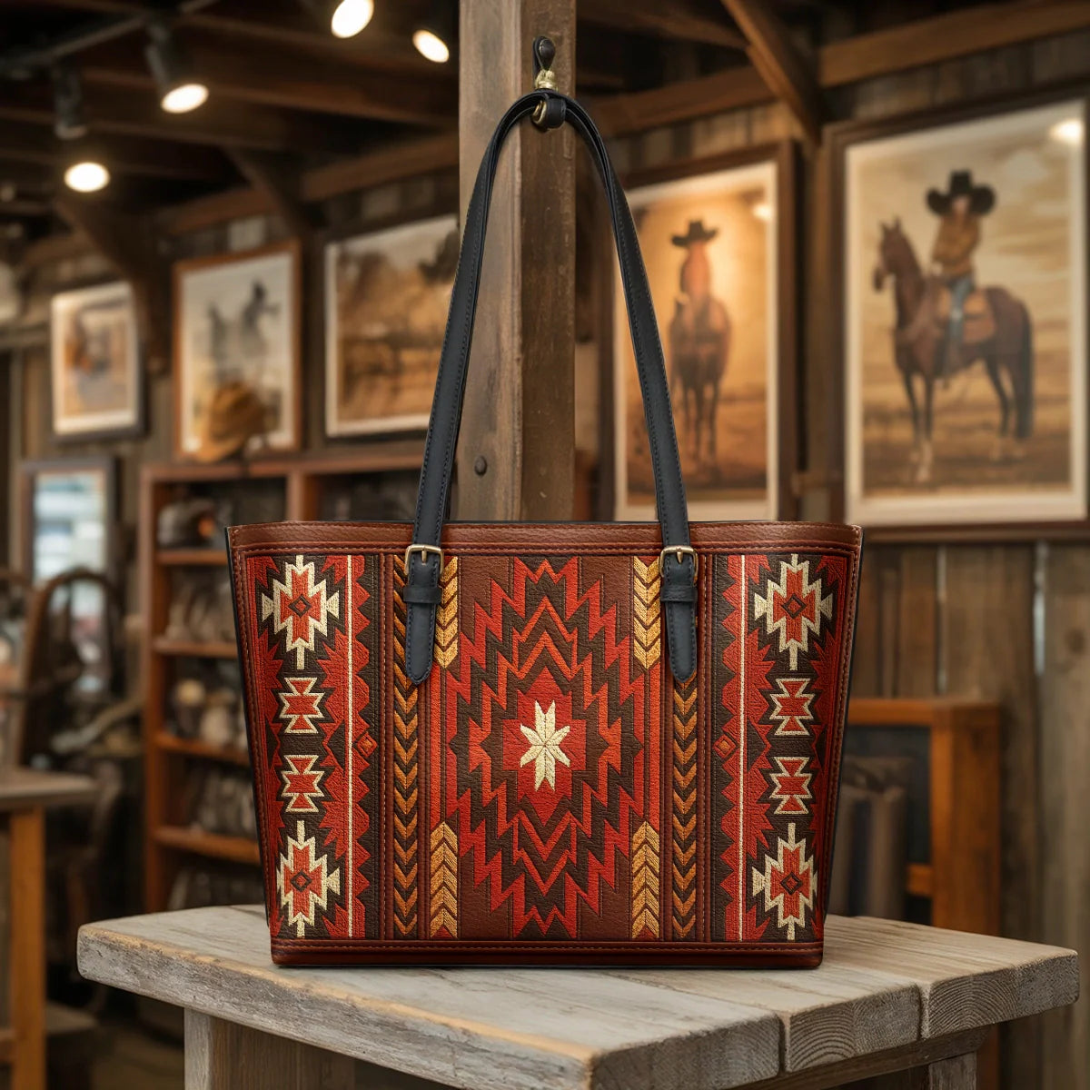  Blazing Star Leather Tote Bag