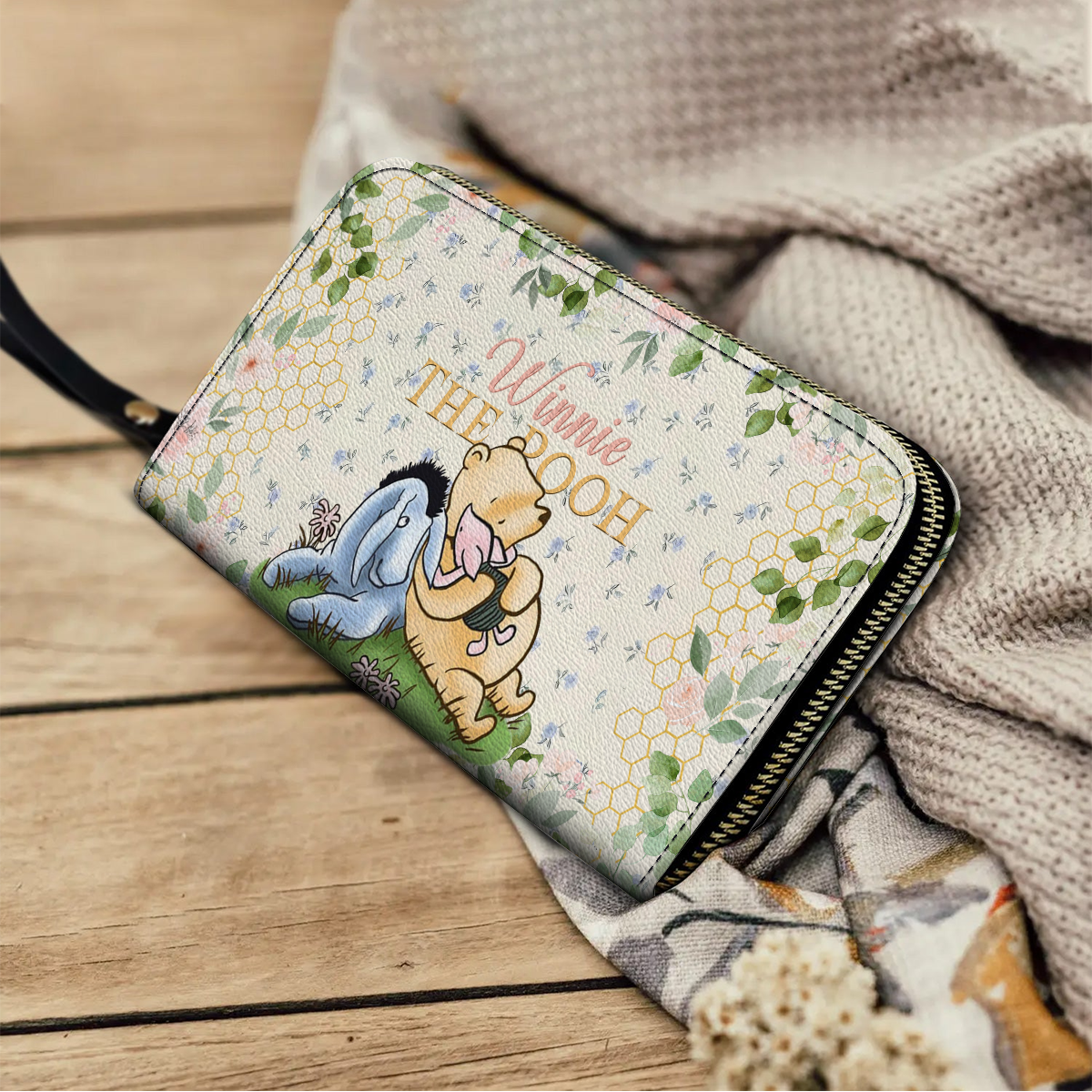  Leather Clutch Purse With Wristlet Strap Handle Bear Bliss