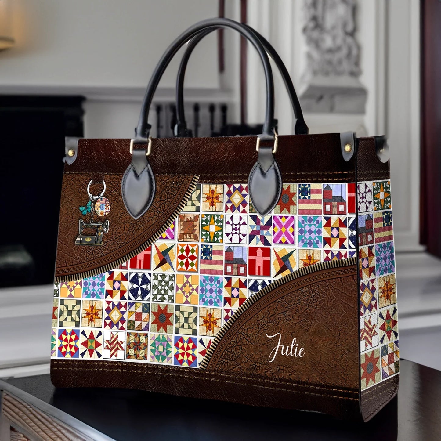  Leather Bag Personalize Quilt Blocks