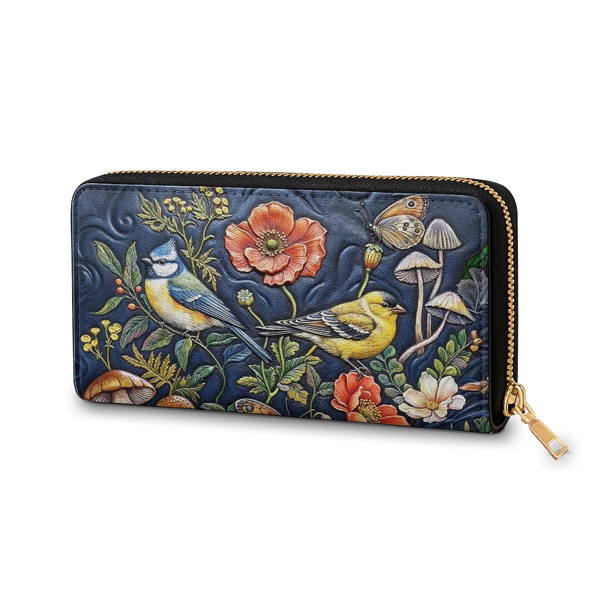  Leather Clutch Purse With Wristlet Strap Handle Midnight Garden