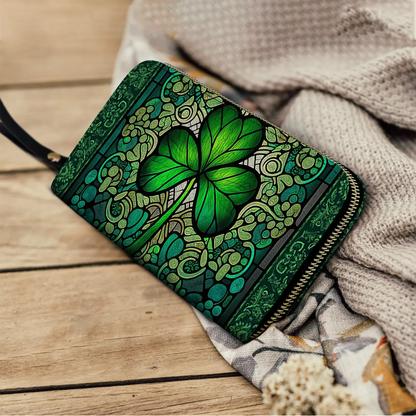  Leather Clutch Purse With Wristlet Strap Handle Celtic Charm
