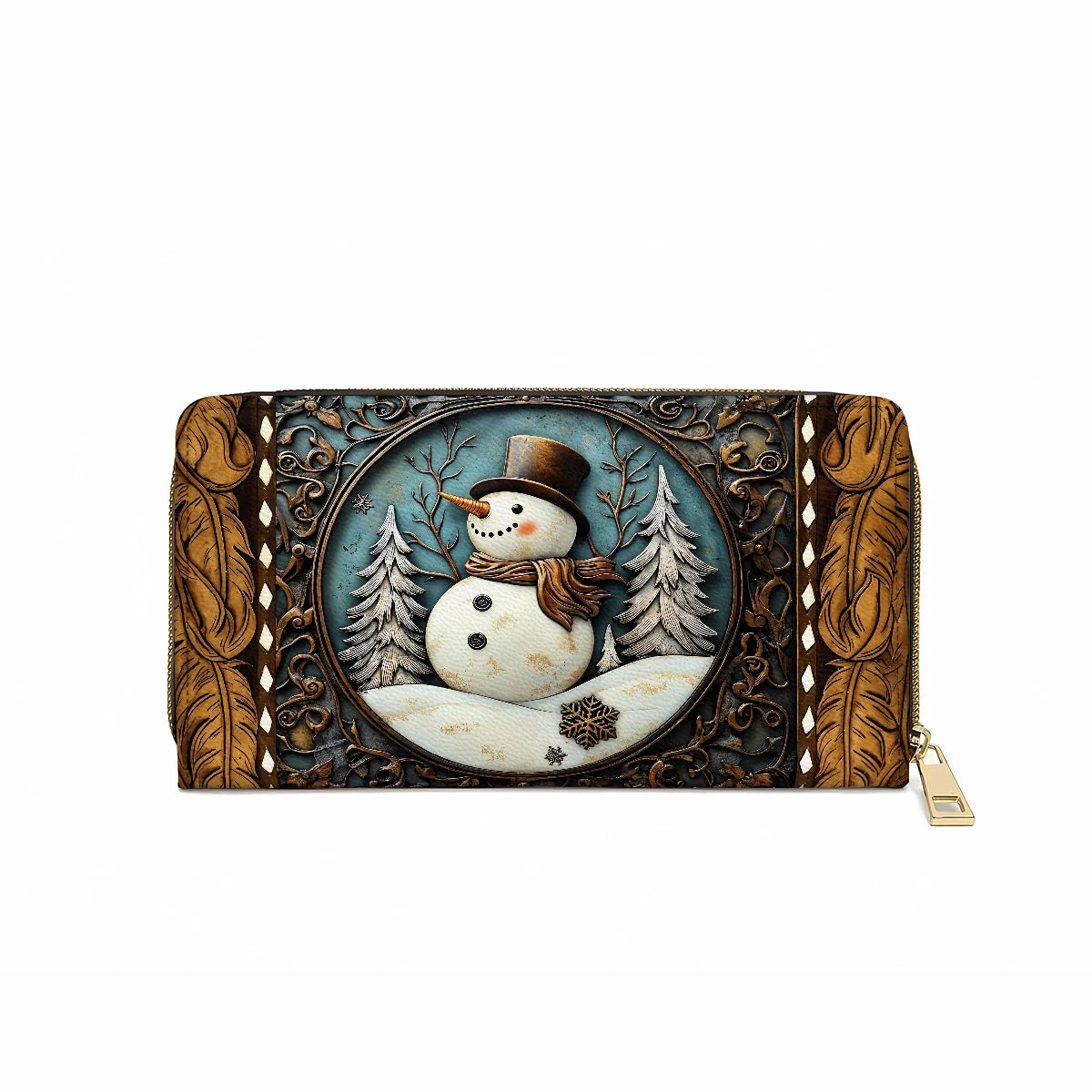  Leather Clutch Purse With Wristlet Strap Handle Holiday Cheer