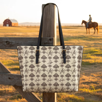  Cowboy Toile Leather Tote Bag