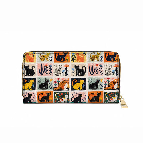  Leather Clutch Purse With Wristlet Strap Handle Cat Fantasy Garden